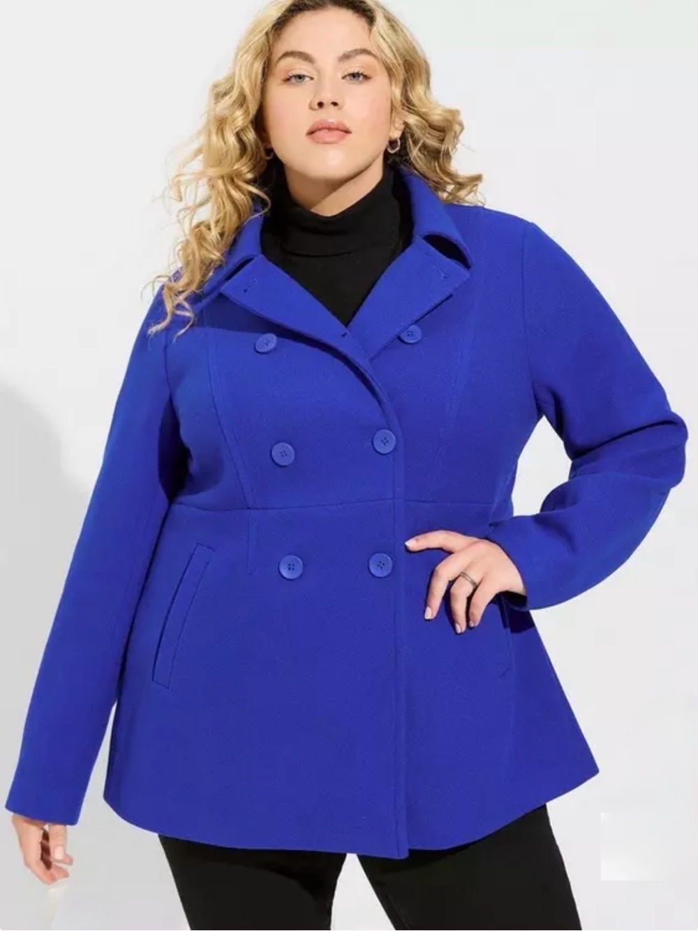 Torrid Royal Blue Double Breasted Peacoat Classic Collared Jacket sz 0X